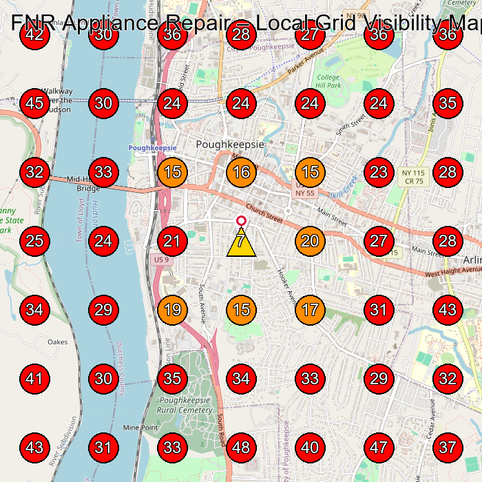 FNR Appliance Repair GeoGrid visibility map for Appliance Repair Service in None
